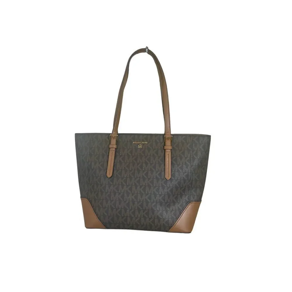 NEW MICHAEL KORS ARIA LARGE TOTE BAG BROWN/ACORN GOLD ACCENTS CARRYALL VERSATILE - Picture 16 of 16